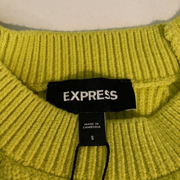 Express Sweater Womens S Small Wasabi Cutout Long Sleeve Drop Cut Hem Pullover - Picture 8 of 13